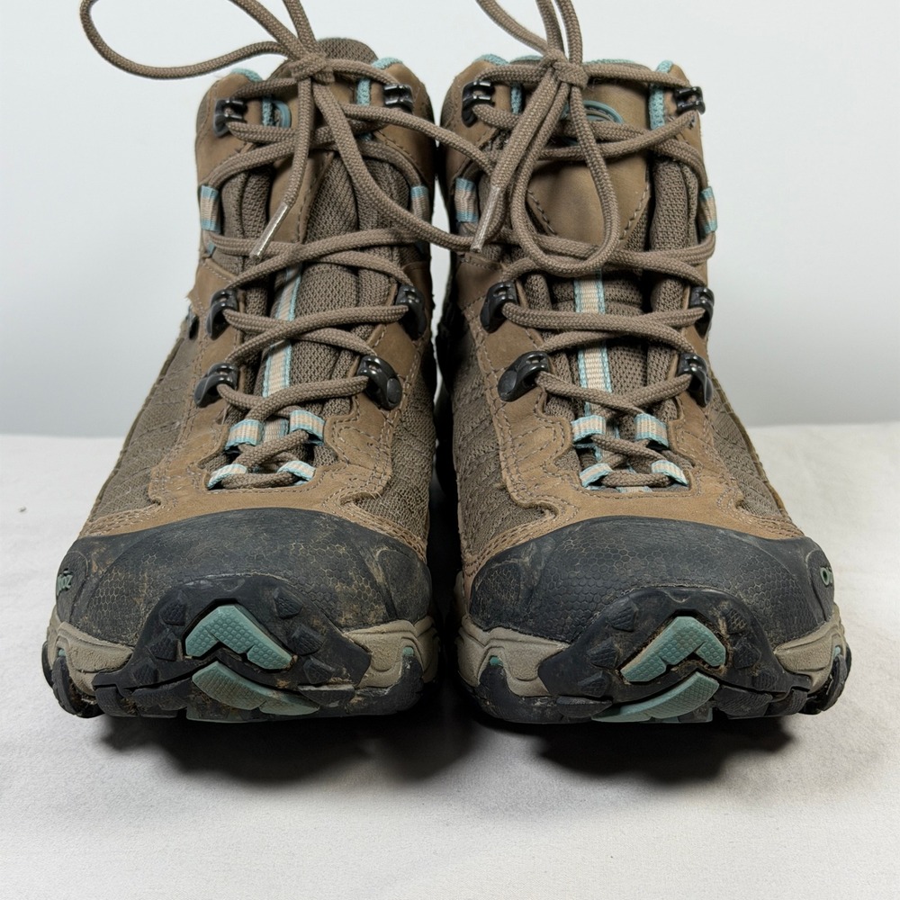 Oboz Bridger Mid B-DRY Waterproof Hiking Trail Boots Brown Teal Womens Size 8 - Picture 7 of 16